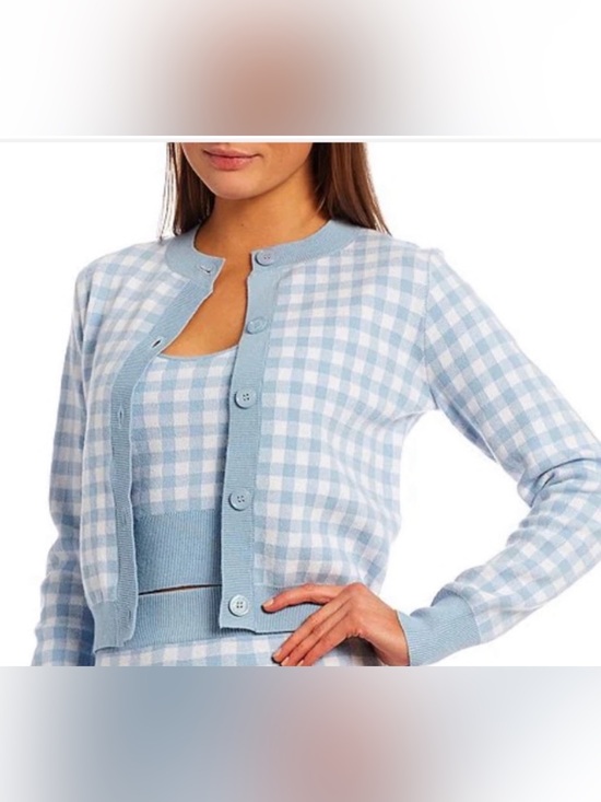 Mable Sweaters - NWOT Mable Lavender Gingham Knit Cardigan Sweater